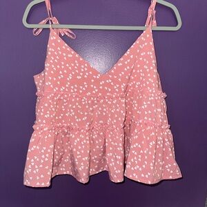 Pink and White Heart Camisole